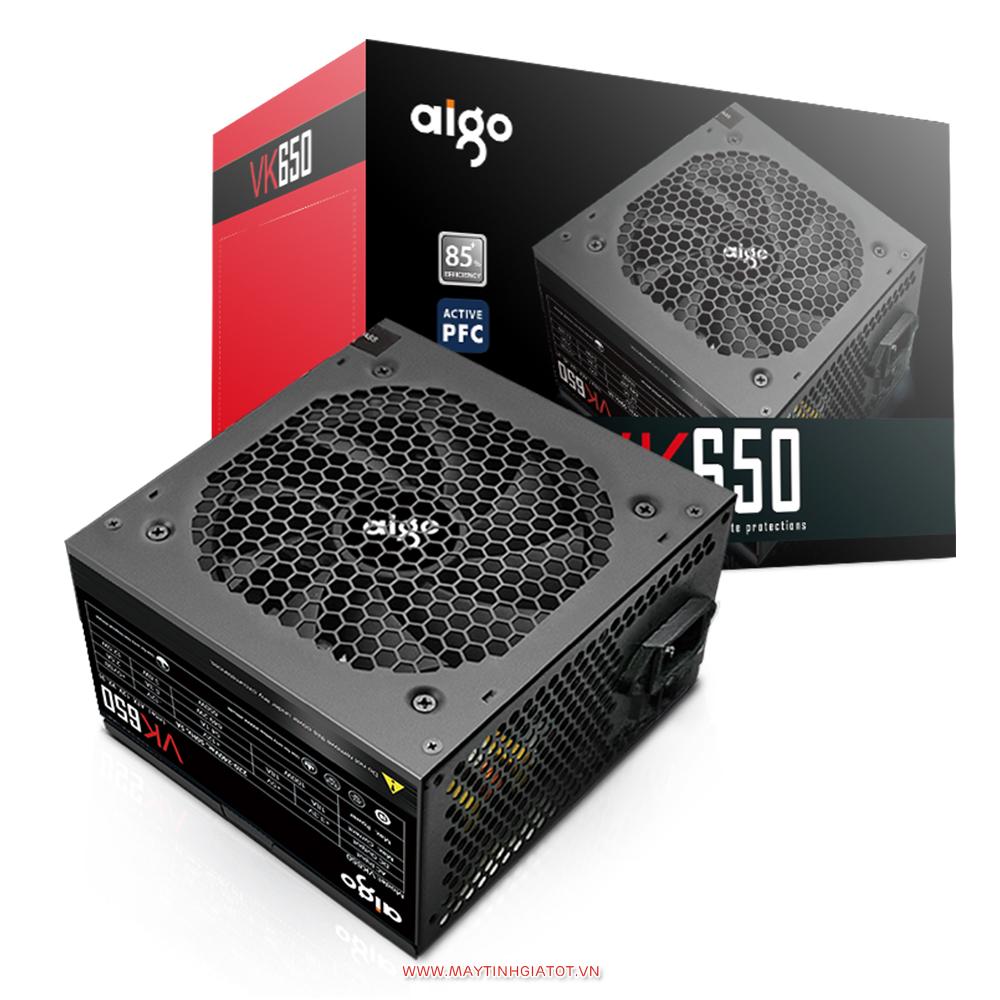 Nguồn máy tính AIGO VK650 - 650W (85 Plus/ Active PFC/ Single Rail)