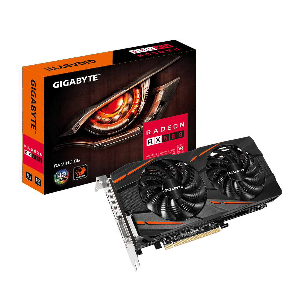 VGA CŨ GIGABYTE RX580 8GB GAMING / 256 BIT / DDR5 dual fan